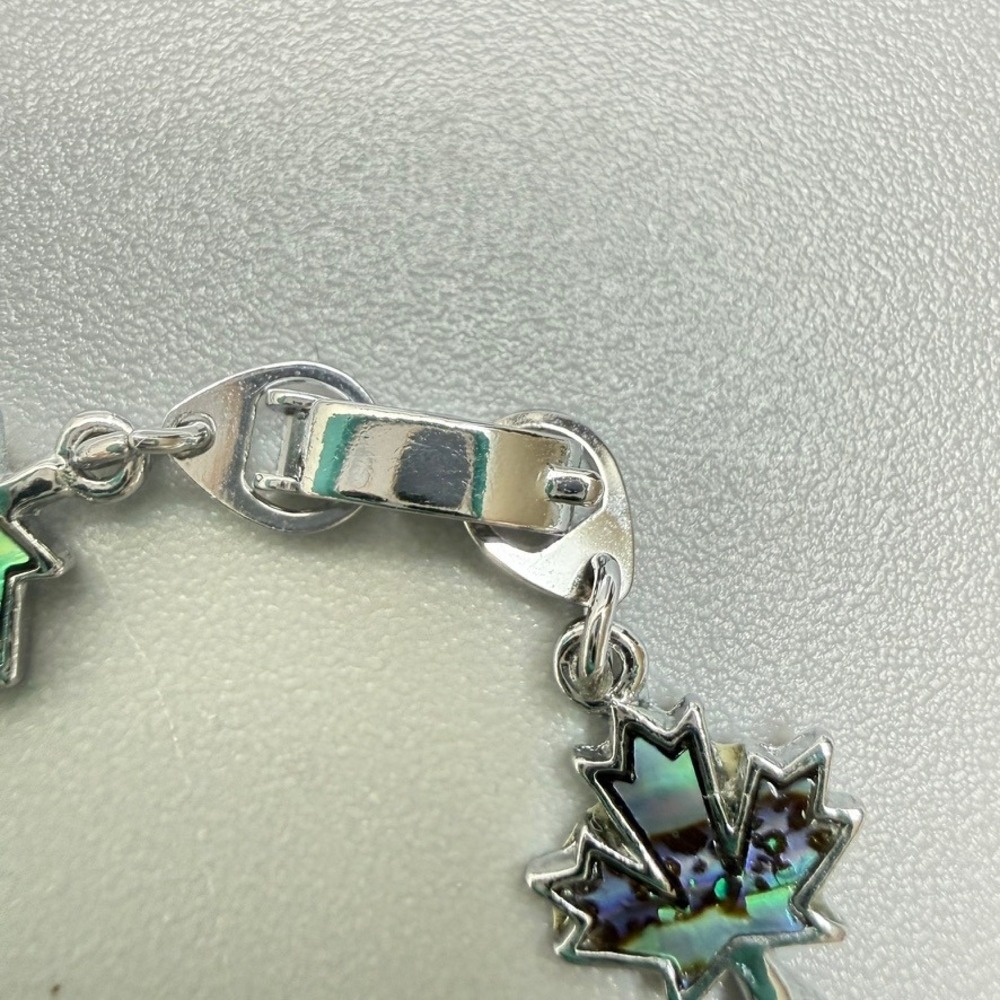 Maple Leaf Abalone Shell Necklace and Bracelet Set 18" & 7.25" - Picture 8 of 11